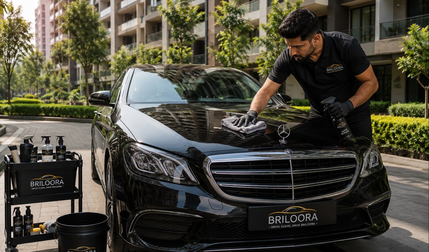 A Briloora cleaner detailing a car
