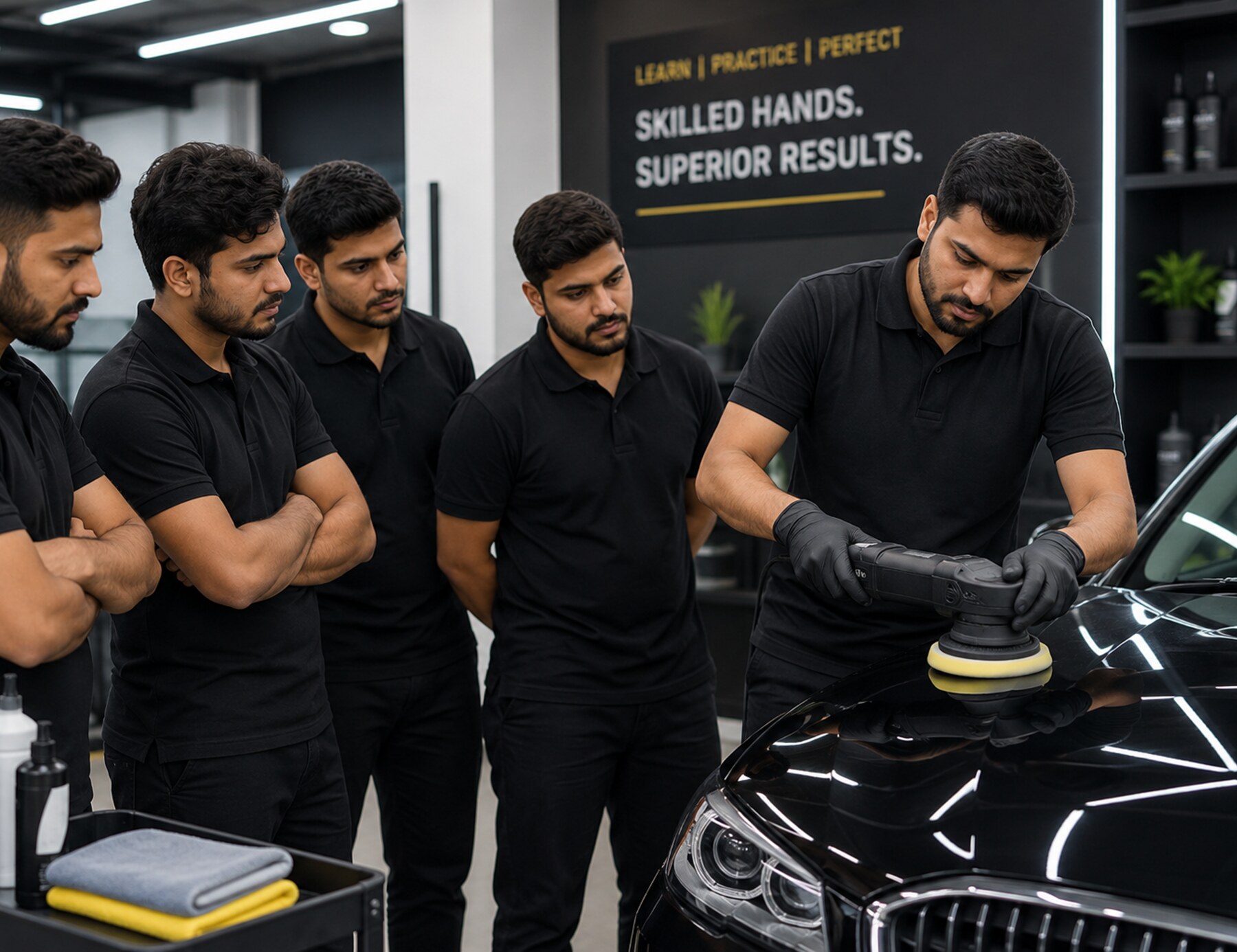 Briloora professionals training on a vehicle